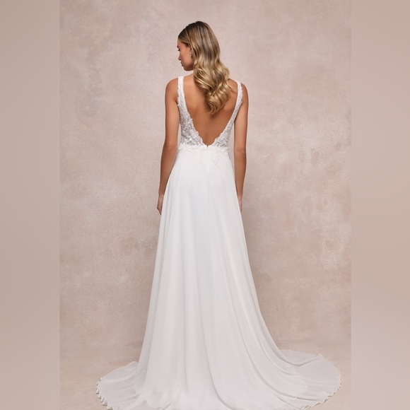 LULUS Forever Promised White Chiffon Embroidered Sequin Dress SMALL retails $248 - Picture 4 of 9
